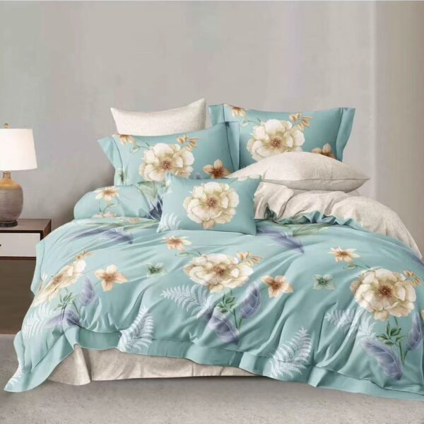 White Floral Skies 6Pcs Bedcover Set