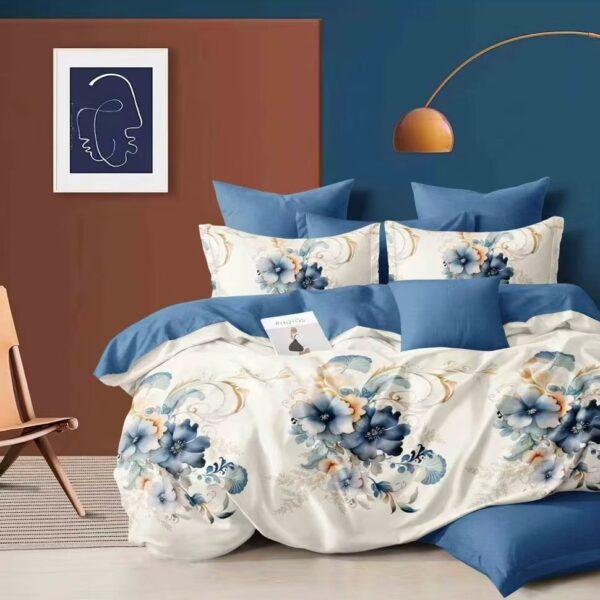 Flora Gesture Blue 6Pcs Bedcover Set