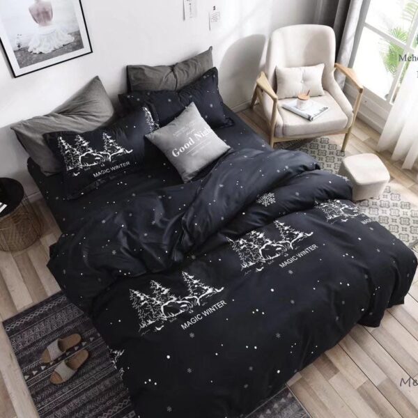 Snowy Tree in Night 6Pcs Bedcover Set