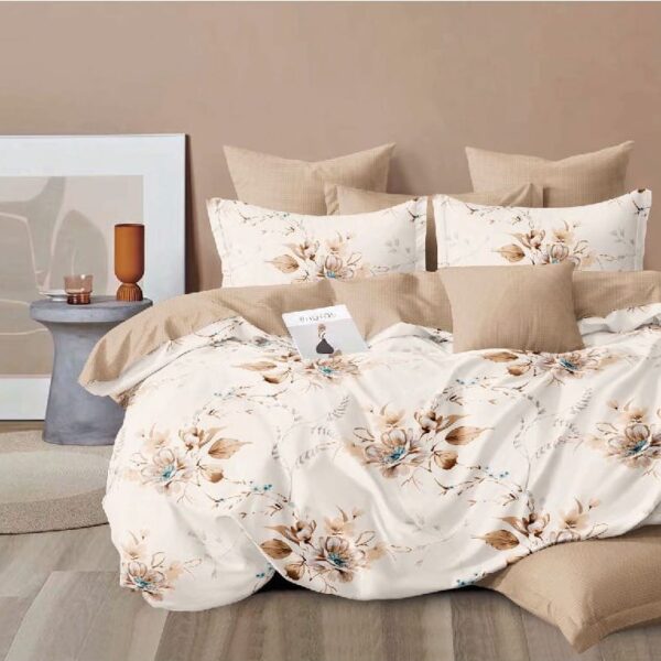 Beige Floral 6Pcs Bedcover Set