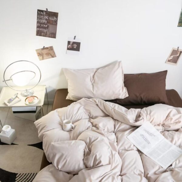 Plain Brown Beige 6Pcs Bedcover Set