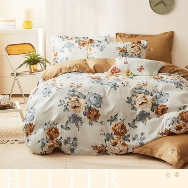 Brown Floral Season 6Pcs Bedcover Set
