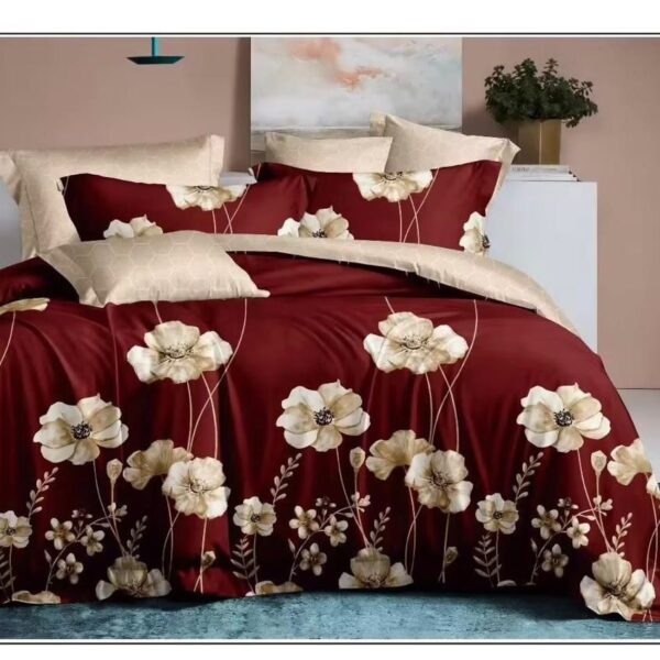 Red Attractive Floral Pattern 6Pcs Comforter Set
