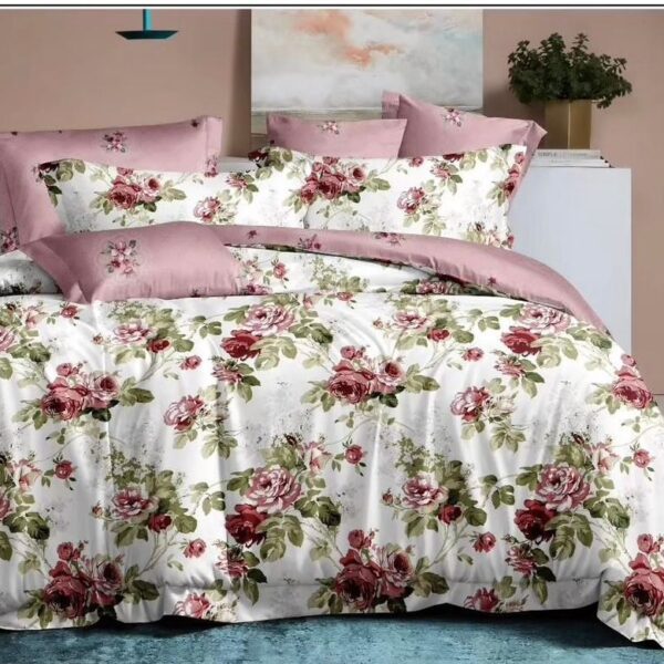 Pink Floral Soft Pattern 6Pcs Comforter Set