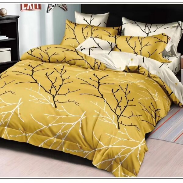 Dual Yellow Stem Pattern 6Pcs Comforter Set