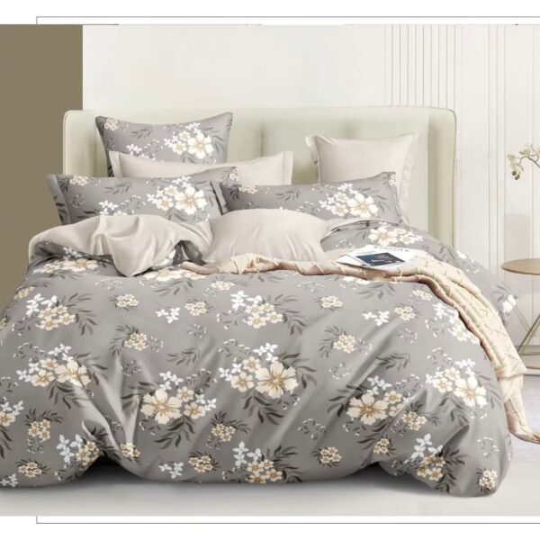Ivory Floral Pattern 6Pcs Comforter Set