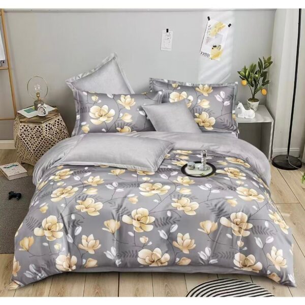 Gray Yellow Floral 6Pcs Comforter Set