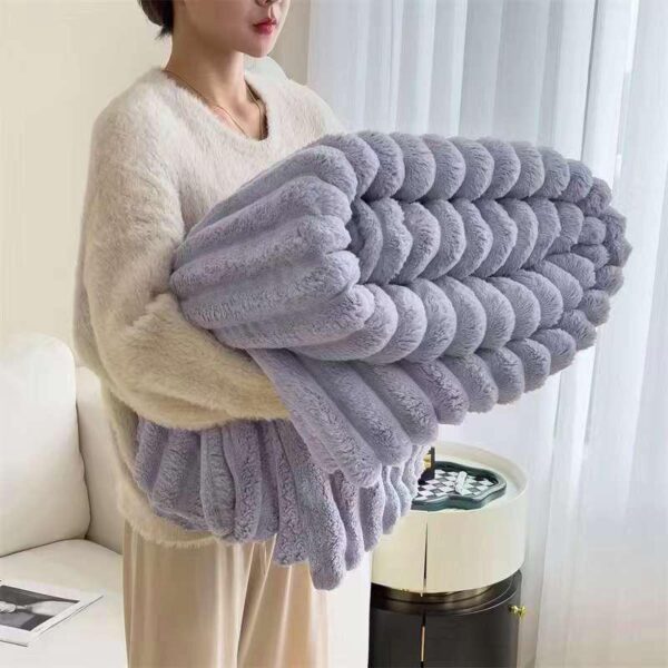 Light Grey Fluffy Blanket Premium Quality Wool Material