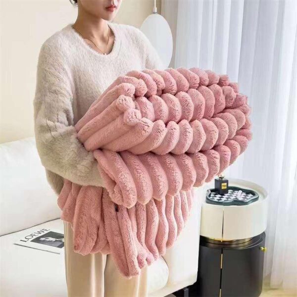 Light Pink Fluffy Blanket Premium Quality Wool Material