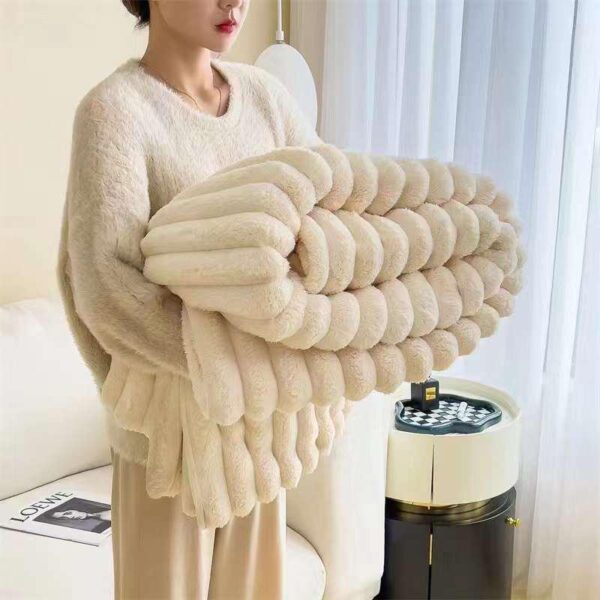 Ivory Fluffy Blanket Premium Quality Wool Material